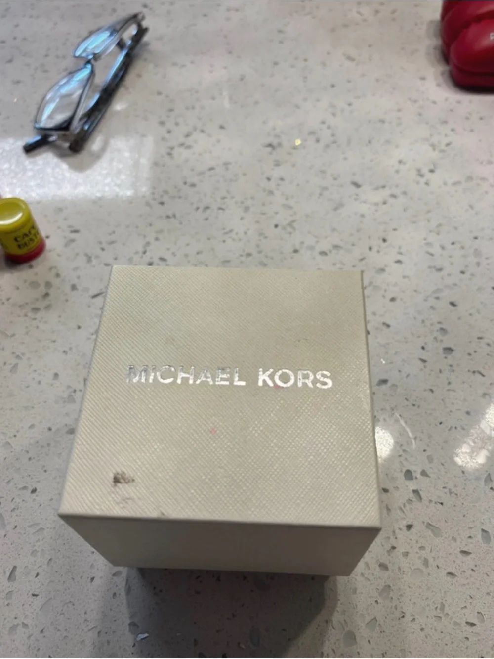 Michael Kors Rose Gold Tone Watch with Mother of Pearl Dial and Crystal Bezel